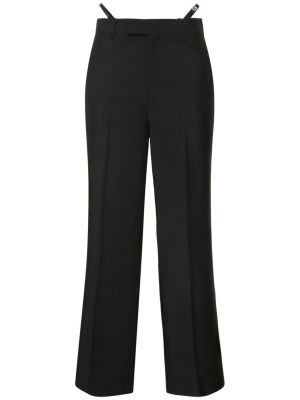 Moherowe spodnie wełniane Gucci czarne