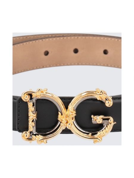 Cinturón de cuero con hebilla Dolce & Gabbana negro