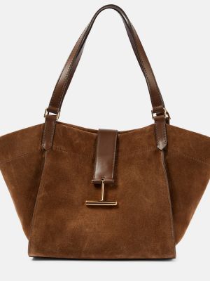 Kožená semišová nákupná taška Tom Ford hnedá