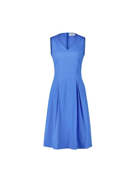 Sukienka midi z dekoltem w serek z krótkim rękawem Vera Mont niebieska