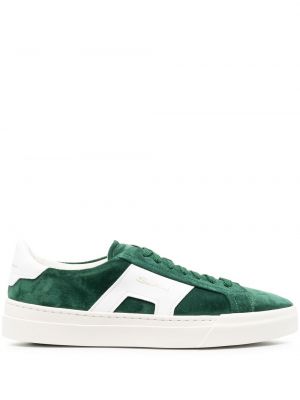 Sneakerși din piele de căprioară cu cataramă Santoni verde
