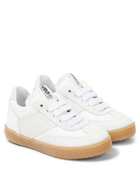 Sneakers i mocka i läder för tjejer Mm6 Maison Margiela Kids vit