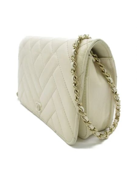 Bolso cruzado de cuero retro Chanel Vintage blanco