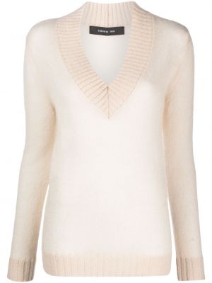 Mohair pullover mit v-ausschnitt Federica Tosi weiß