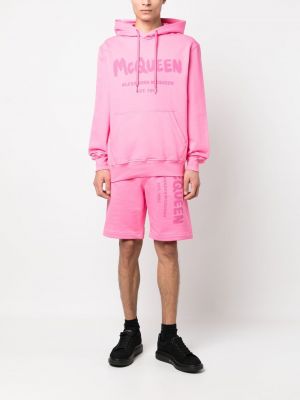 Shorts aus baumwoll mit print Alexander Mcqueen pink