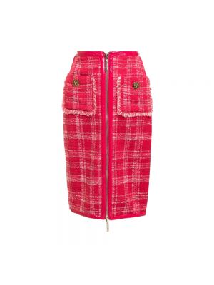 Czerwona spódnica midi tweedowa Elisabetta Franchi