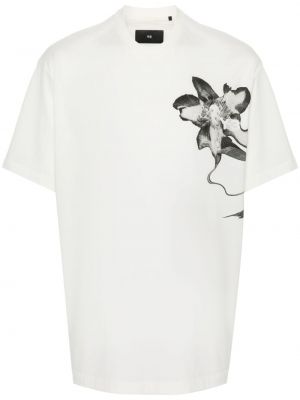Květinové tričko s potiskem Y-3 bílé