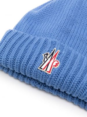 Haftowana czapka wełniana Moncler Grenoble niebieska