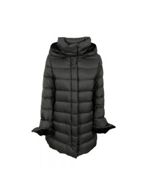 Abrigo de cuero con capucha de cuero sintético Herno negro