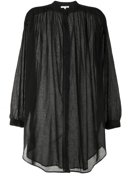 Przezroczysta sukienka długa bawełniana z długim rękawem Skin - сzarny