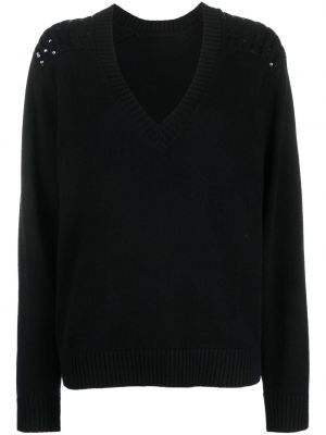 Пуловер бродиран с пайети с v-образно деколте Dorothee Schumacher черно