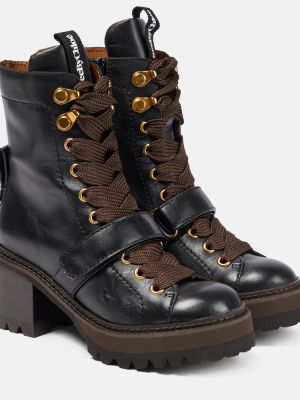 Ankle boots skórzane See By Chloã© czarne