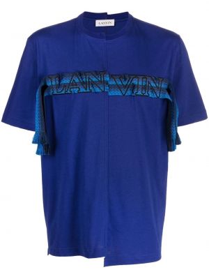 Bombažna majica z vezenjem Lanvin modra