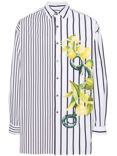 Βαμβακερό πουκάμισο με σχέδιο Roberto Cavalli λευκό