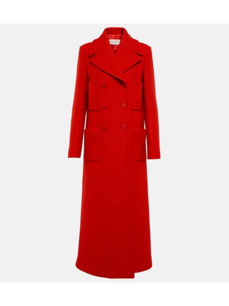 Manteau à double boutonnage en laine Valentino rouge