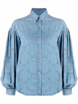 Brodert krage bluse Pinko blå