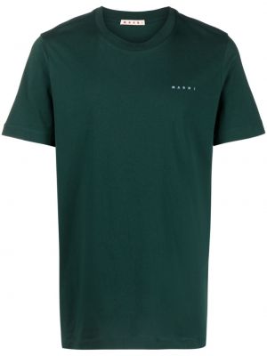 Памучна тениска бродирана Marni зелено