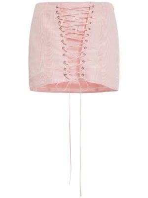 Mini spódniczka sznurowana koronkowa Alessandra Rich różowa