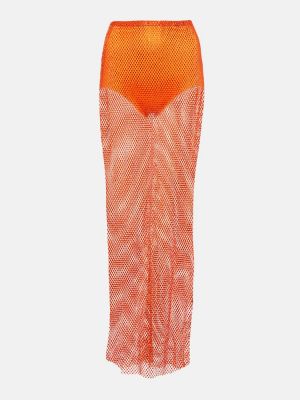 Maxi φούστα από διχτυωτό με πετραδάκια Giuseppe Di Morabito πορτοκαλί