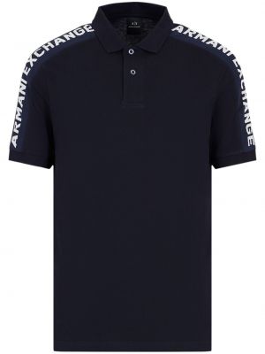 Памучна поло тениска с принт Armani Exchange черно