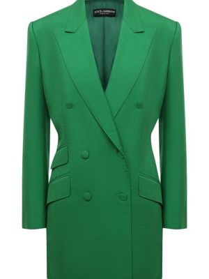 Хлопковый шелковый пиджак Dolce & Gabbana зеленый