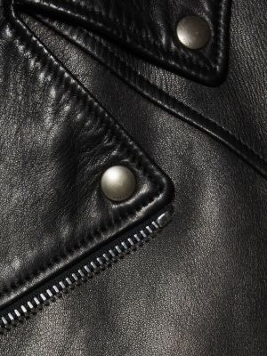 Asymetrická kožená bunda na zip Gucci černá