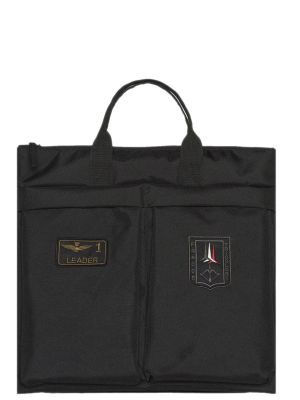 Черная сумка шоппер Aeronautica Militare