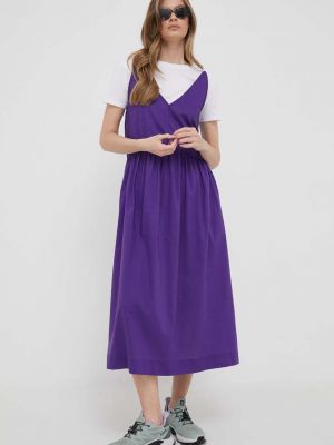 Бавовняна сукня міді United Colors Of Benetton фіолетова