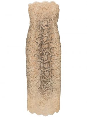 Krajkové midi šaty Ermanno Scervino béžové