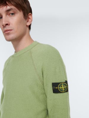 Памучен пуловер Stone Island зелено