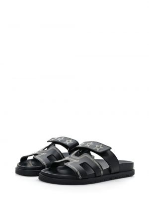 Zvaigznes dabīgās ādas sandales Hermès Pre-owned melns