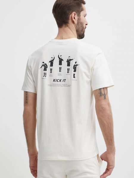 Хлопковая футболка с принтом Hummel бежевая