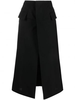 Asymetrické midi sukně Sacai černé