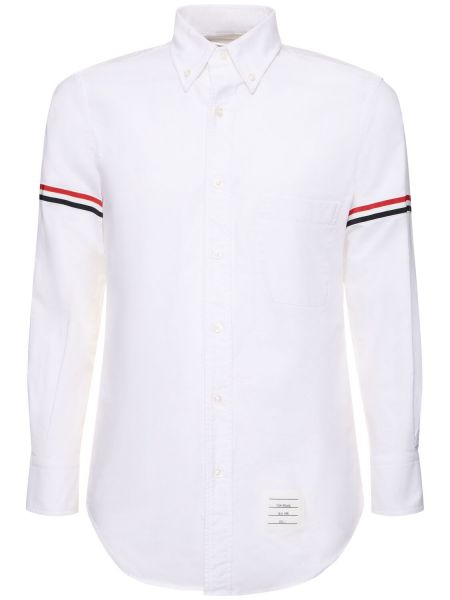 Camiseta de manga larga a rayas manga larga Thom Browne blanco