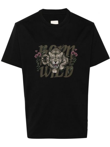 Kokvilnas t-krekls ar apdruku Emporio Armani melns