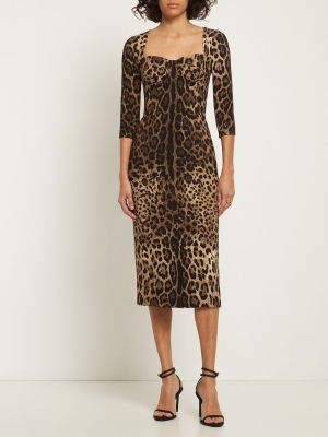 Midi haljina s printom s leopard uzorkom Dolce & Gabbana