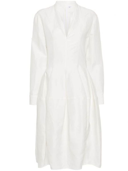 Плисирана миди рокля Bottega Veneta бяло