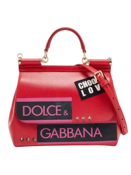 Torba na ramię skórzana Dolce & Gabbana Pre-owned czerwona