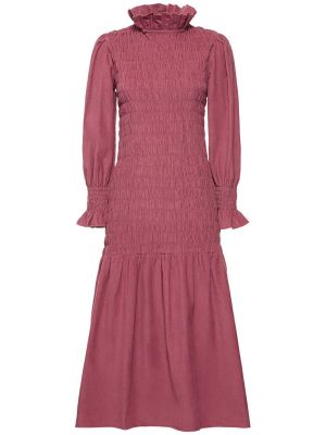 Midi obleka iz rebrastega žameta Maria De La Orden vijolična