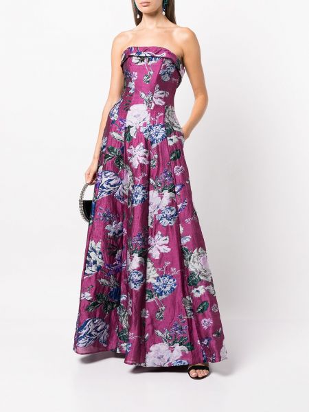 Květinové večerní šaty Marchesa Notte růžové