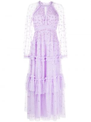 Вечерна рокля с пайети Needle & Thread виолетово