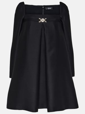 Svilena volnena obleka Versace črna