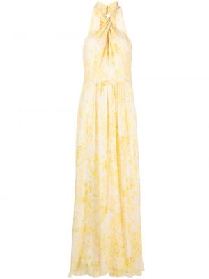 Коктейлна рокля на цветя с принт Patrizia Pepe жълто