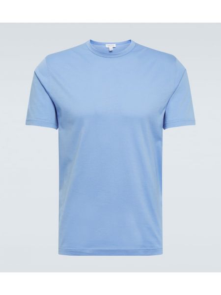 T-shirt di cotone in jersey Sunspel blu
