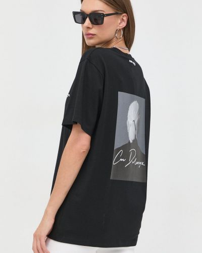Karl Lagerfeld pamut póló Karl Lagerfeld X Cara Delevingne fekete