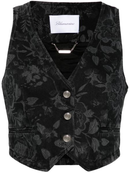 Blomstret denim vest Blumarine sort