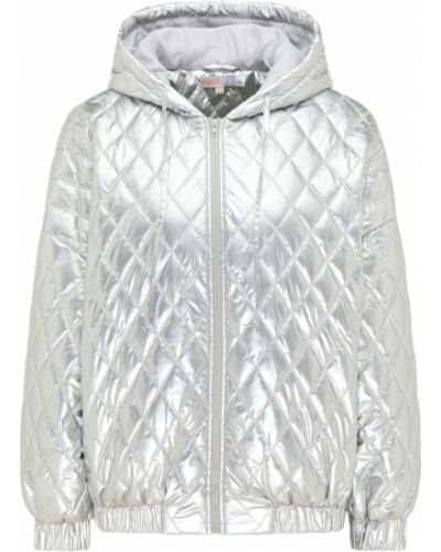 Jednofarebná priliehavá zimná bunda s kapucňou Mymo Now - strieborná