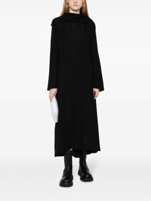 Hedvábné midi šaty Yohji Yamamoto černé