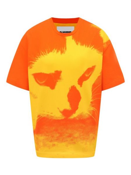 Хлопковая футболка Jil Sander оранжевая