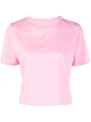 Majica s potiskom Ea7 Emporio Armani roza
